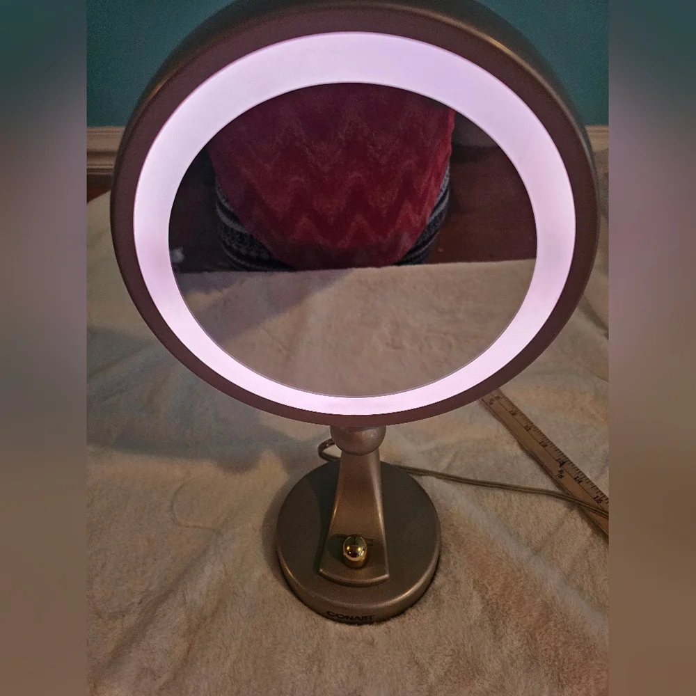 Vintage Conair Double Sided Gold Metal 4 Mood Light Setting Vanity Mirror